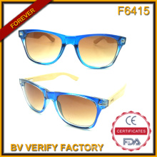 F6415 New Plastic Frames Sunglasses with Bamboo Temples